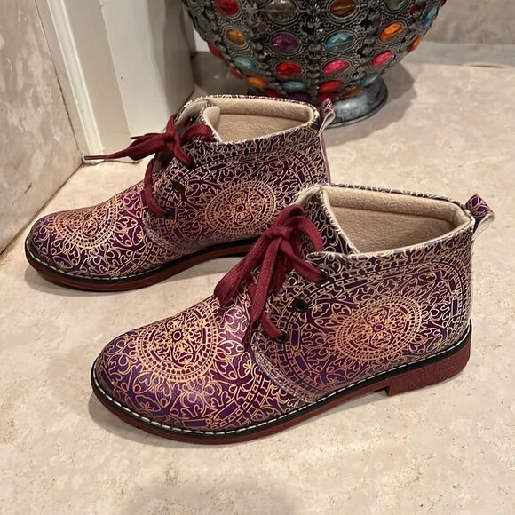 Neefs Night Glow Painted Ombre Paisley Ankle Boots Womens Size 37 US 6.5-7 - Picture 4 of 9